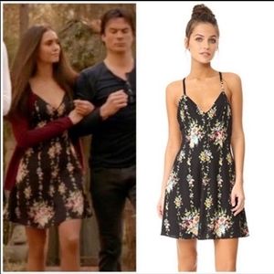 Elena Gilbert’s Alice + Olivia “Alves” Black Floral Mini Dress - MULTIPLE 2/6/8